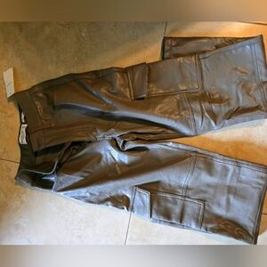 NWT Abercrombie & Fitch vegan brown leather cargo pants curve love sz 24/00
